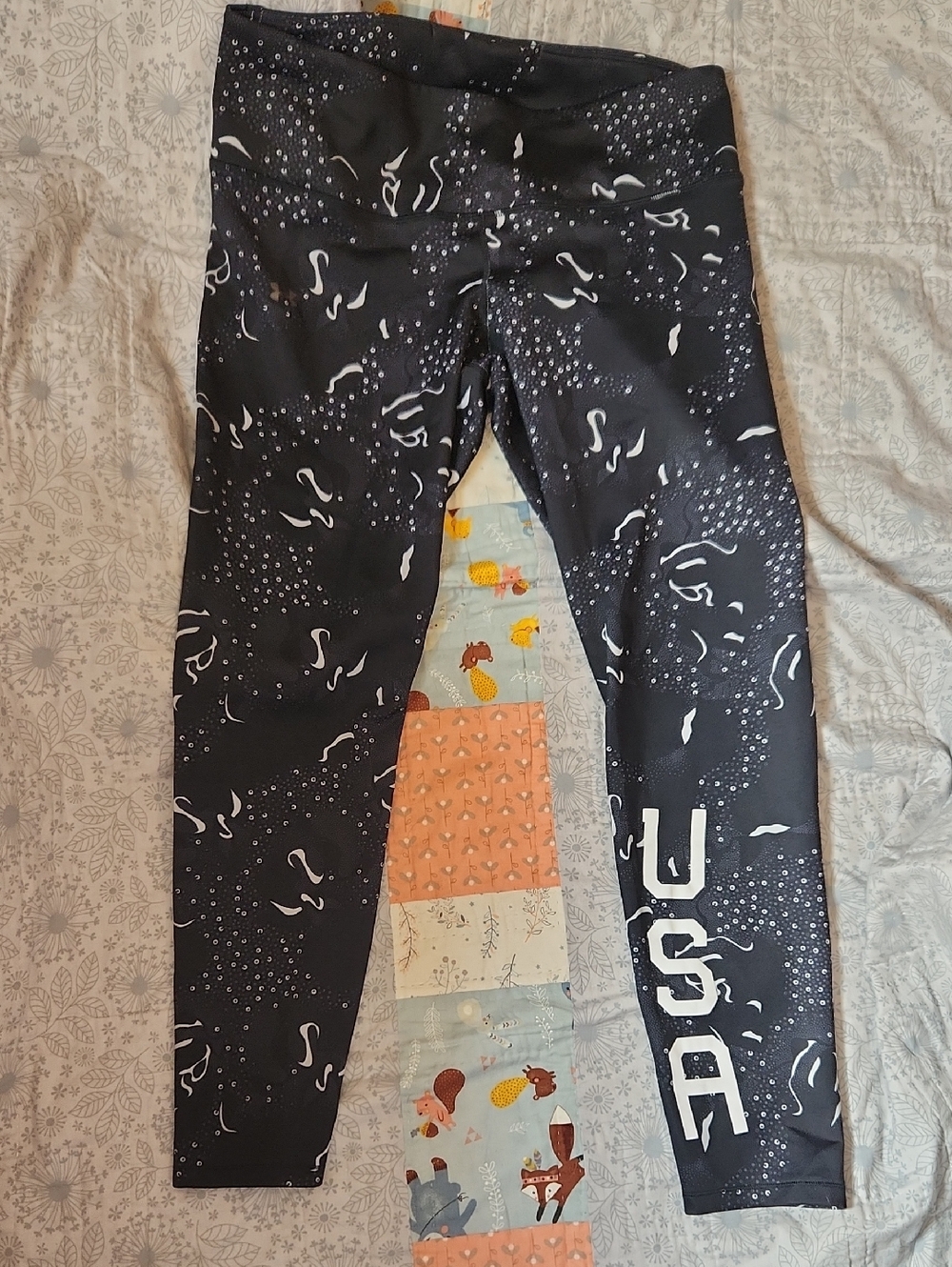 Under Armour Black Leggings with White USA Accent Print
